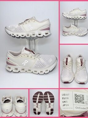 ON CLOUD X Women's Sneakers in Cream with Dusty Rose Accents
